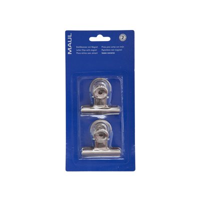 Pince à papier MAUL avec aimant 52mm argent 2 pièces