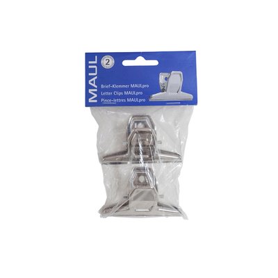 Papierklem MAUL Pro 75mm capaciteit 20mm zilver 2 stuks