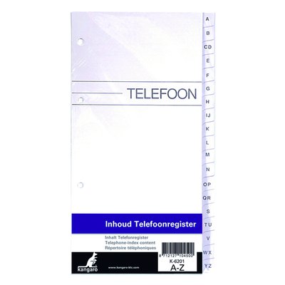 Telefoonregister navulling Kangaro A-Z 200x100mm 4-rings