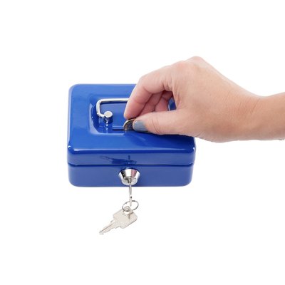 Coffret caisse MAUL avec fente tirelire 125x95x60mm bleu