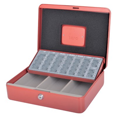 Coffret caisse Pavo avec monnayeur 300x240x90mm rouge