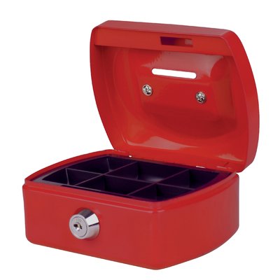 Geldkist Pavo met muntgleuf 125x95x60mm rood