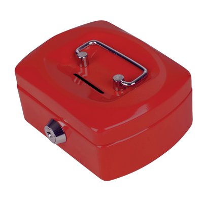 Geldkist Pavo met muntgleuf 125x95x60mm rood