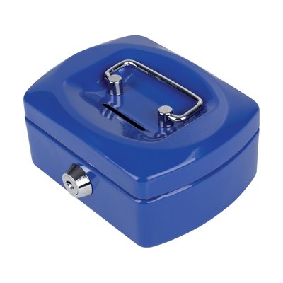 Geldkist Pavo met muntgleuf 125x95x60mm blauw