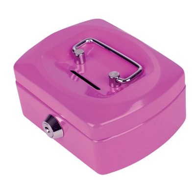 Geldkist Pavo met muntgleuf 125x95x60mm roze