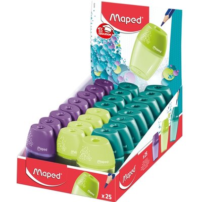 Taille-crayon Maped Shaker 1 trou présentoir 25 pièces assorti
