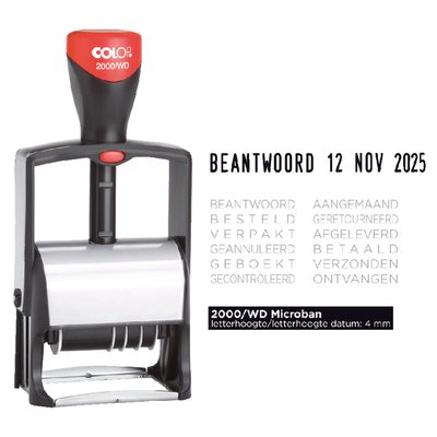 Woord-datumstempel Colop Heavy Duty 2000/WD Classic Line 12 teksten