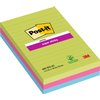 Memoblok Post-it 660 Super Sticky 102x152mm lijn rainbow 3 stuks foto
