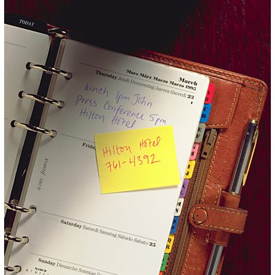 Memoblok Post-it 653-1B recycled 38x51mm canary yellow 6 stuks