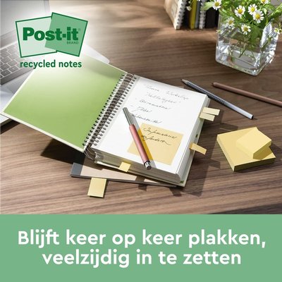 Bloc-mémos Post-it 655-1B 76x127mm recyclé jaune 6 pièces