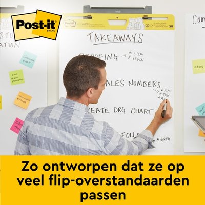 Meeting Chart Post-it 563R Super Sticky 50,8x58,4cm avec support de table blanc 20 feuilles