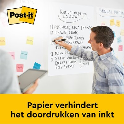 Meeting Chart Post-it 563R Super Sticky 50,8x58,4cm avec support de table blanc 20 feuilles