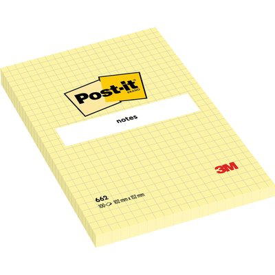 Memoblok Post-it 662 102x152mm ruit geel
