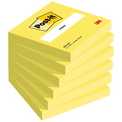 Memoblok Post-it 654 76x76mm neon geel 100 vel