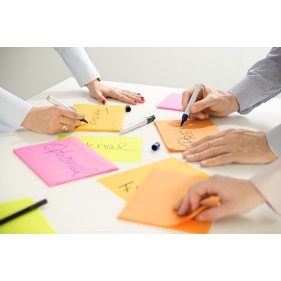 Memoblok Post-it 6845 Super Sticky 203x152mm assorti 4 stuks