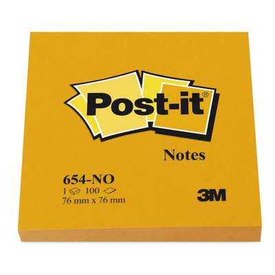 Memoblok Post-it 654 76x76mm oranje 100 vel