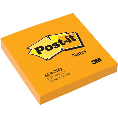 Memoblok Post-it 654 76x76mm oranje 100 vel