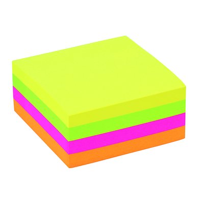 Bloc-mémos Quantore 76x76mm 4 couleurs fluo assorti 400 feuilles