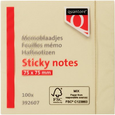 Bloc-mémos Quantore 76x76mm jaune 100 feuilles