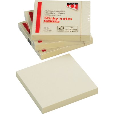 Bloc-mémos Quantore 76x76mm jaune 100 feuilles