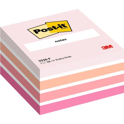 Memoblok Post-it 2028 76x76mm kubus pastel roze