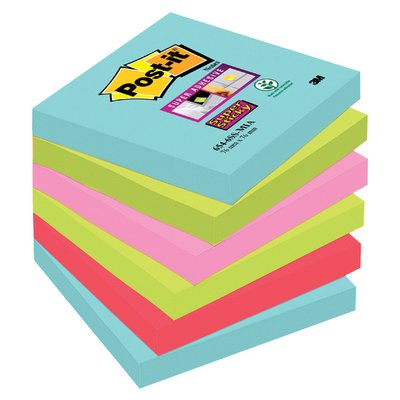 Memoblok Post-it 654 Super Sticky 76x76mm Cosmic 6 stuks