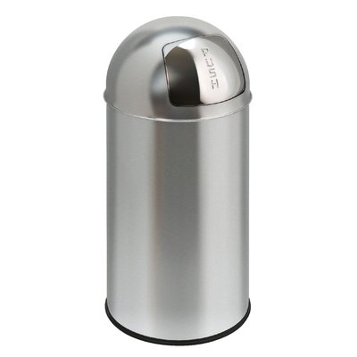 Afvalbak Pushcan met pushdeksel 40liter mat RVS