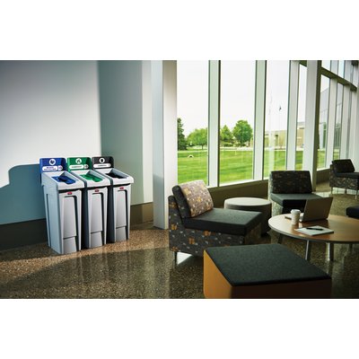 Panneau de communication Rubbermaid pour station de recyclage Slim Jim jaune