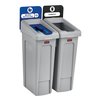 Afvalbak Rubbermaid Slim Jim Recyclestation starterset 87 liter grijs foto