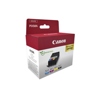 Cartouche d’encre Canon CLI-551 noir+3 couleurs