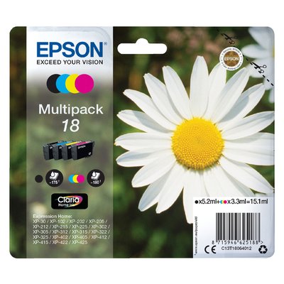 Inktcartridge Epson 18 T1806 zwart + 3 kleuren