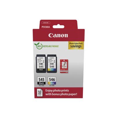 Inktcartridge Canon PG-545 CL-546 zw + kl + papier
