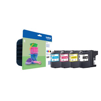 Inktcartridge Brother LC-221VALBP zwart + 3 kleuren