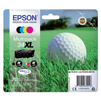 Inktcartridge Epson 34XL T3476 zwart + 3 kleuren