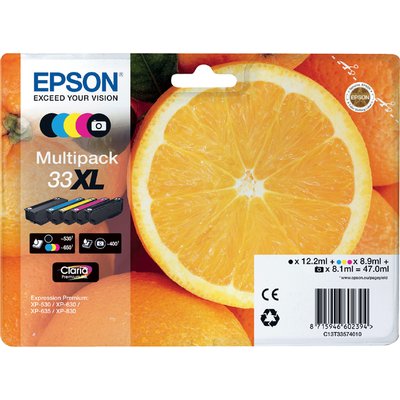 Inktcartridge Epson 33XL T3357 2x zwart + 3 kleuren