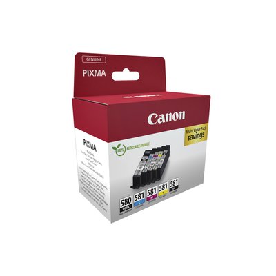 Inktcartridge Canon PGI-580 + CLI-581 2x zwart + 3 kleuren