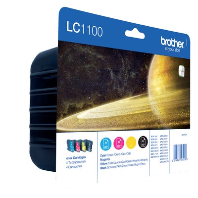 Inktcartridge Brother LC-1100VALBP zwart + 3 kleuren