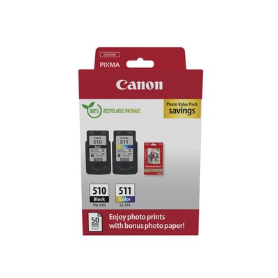 Inktcartridge Canon PG-510 CL-511 zw + kl + papier