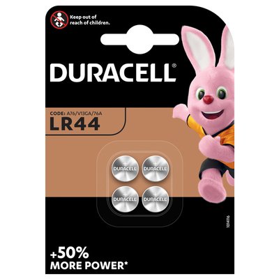 Batterij Duracell knoopcel 4xLR44 alkaline Ø11,6mm