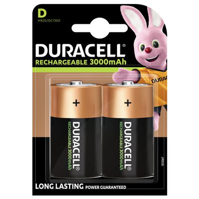 Batterij oplaadbaar Duracell 2xD 3000mAh Plus