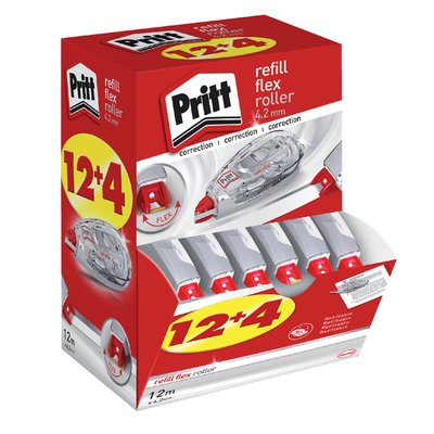 Correctietape Pritt navulbaar 4.2mmx12m Flex promopack à 12+4 gratis