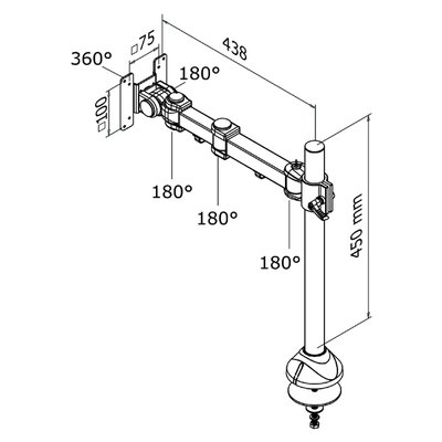 Support écran Neomounts D960G 10-30" oeillet noir