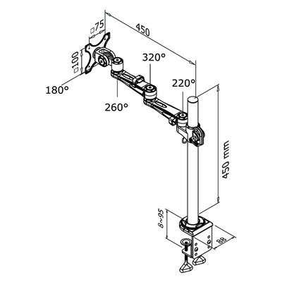 Support écran Neomounts D935 10-30" avec pince argent