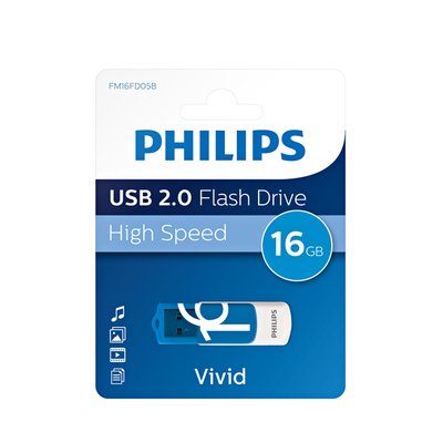 Clé USB 2.0 Philips Vivid USB-A 16Go bleu