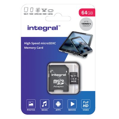 Geheugenkaart Integral microSDXC V10 64GB