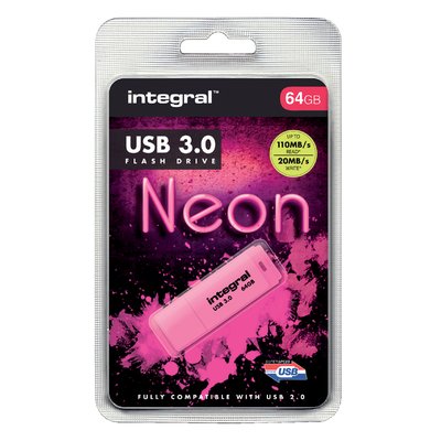 USB stick 3.0 Integral Neon USB-A 64GB roze