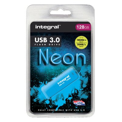 Clé USB 3.0 Integral Neon USB-A 128Go bleu