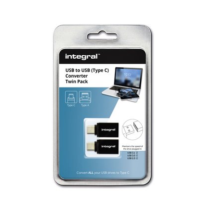 Adaptateur Integral 3.1 USB-A vers USB-C 2 pièces