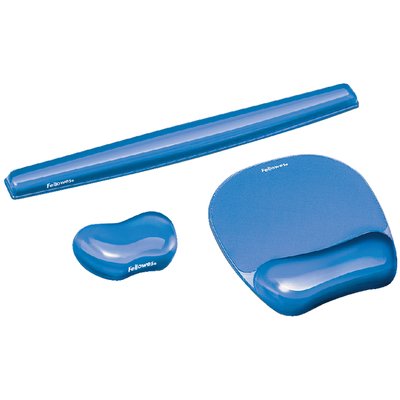 Repose-poignet clavier Fellowes Crystals gel transparent bleu