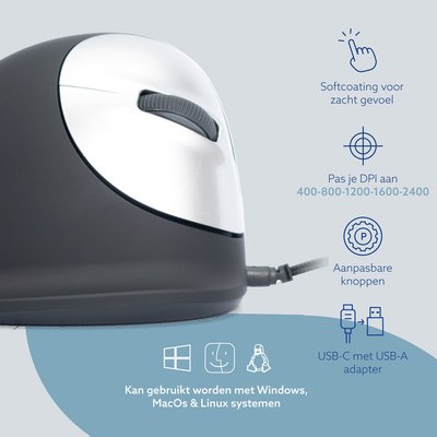 Muis R-Go Ergonomisch HE Break Draad Rechts L